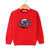 Wingsfield Full Sleeves Vehicle Embroidered Sweater - Red