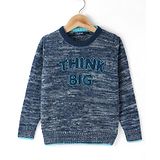 Wingsfield Full Sleeves Typography Embroidered Sweater - Blue