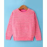 Wingsfield Full Sleeves Striped Self Knit Designed  Pullover - Pink