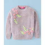 Wingsfield Full Sleeves Floral Embroidered Sweater - Green