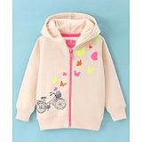 Wingsfield Full Sleeves Butterfly Printed Hooded Sweatshirt - Cream