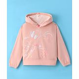 Wingsfield Full Sleeves Hearts Printed Hooded  Sweatshirt - Beige