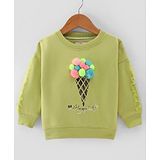 Wingsfield Full Sleeves Frill Detailed Ice Cream Designed Sweatshirt - Green