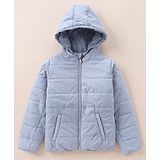 Wingsfield Full Sleeves Solid  Hooded Jacket - Sky Blue