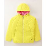 Wingsfield Full Sleeves Solid  Hooded Jacket - Lime Yellow