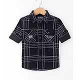 Ruff Cotton Woven Full Sleeves Checkered Shirt - Black