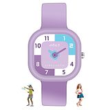 Spiky Rectangle Shaped Unbreakable Silicone Strap Detailed Analog Wrist Watch - Purple