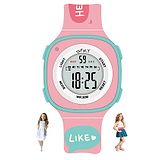 Spiky Square Shaped Multi Functional Digital Sports Watch - Pink