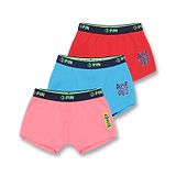 3PIN Pack Of 3 Cotton Elastane Roar & Awesome Vibes Text Printed Trunks - Red Blue & Peach