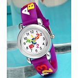 Stoln Stol'n Round Dial Alphabet Aplique Analog Wrist Watch - Purple