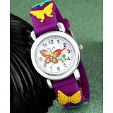 Stoln Stol'n Round Dial Butterfly Aplique Analog Wrist Watch - Purple