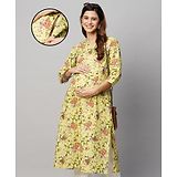 MomToBe Women'S Cotton Maternity Kurta With Concealed Zippers - Yellow