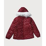 GINI & JONY Full Sleeves All Over Star Printed Winter Jacket - Maroon