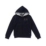 PALM TREE Full Sleeves Good Things Are Coming Text Embroidered Hooded Jacket - Navy Blue