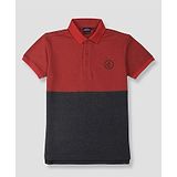 GINI & JONY Half Sleeves Color Block Polo T-shirt - Red