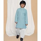 AJ Dezines Full Sleeves Sequin Embroidered Kurta Pyjama Set - Blue