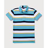 GINI & JONY GINI AND JONY Half Sleeves Striped Polo Tee - Blue