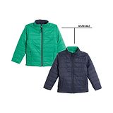 Okane Woven Full Sleeves High Neck Solid Colour Padded Reversible Jacket - Green