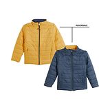 Okane Woven Full Sleeves High Neck Solid Colour Padded Reversible Jacket - Mustard