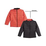 Okane Woven Full Sleeves High Neck Solid Colour Padded Reversible Jacket - Orange