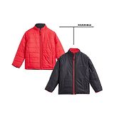 Okane Woven Full Sleeves High Neck Solid Colour Padded Reversible Jacket - Red