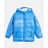 Okane Woven Full Sleeves Solid Colour Padded Hooded Jacket - Sky Blue