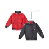 Okane Woven Full Sleeves High Neck Solid Colour Padded Reversible Bomber Jacket - Red