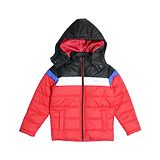 Okane Knit Full Sleeves Padded Hooded Jacket With Colour Block Design - Red