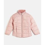 Okane Knit Full Sleeves High Neck Solid Colour Padded Jacket - Pink