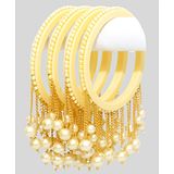 Zindura Alloy Pearls Gold-plated Bangles set for Girls and Women ( Off White, 2.2 )