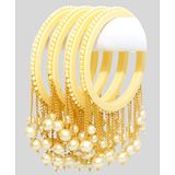 Zindura Alloy Pearls Gold-plated Bangles set for Girls and Women ( Off White, 2.10 )