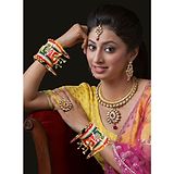 Zindura Alloy Pearls Gold-plated Chuda Bangles set for Girls and Women ( Multi Color, 2.2 )