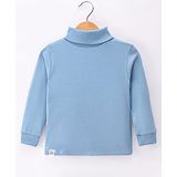 Ollypop Interlock Knit Full Sleeves Turtle Neck Solid Color T-Shirt - Light Blue