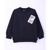 Little Kangaroos Fleece Knit Full Sleeves Solid Colour Sweatshirt - Black