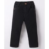 Little Kangaroos Woven Full Length Solid Denim Jeans - Black