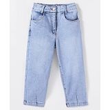 Little Kangaroos Woven Full Length Solid Denim Jeans - Light Blue