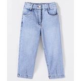 Little Kangaroos Woven Full Length Solid Denim Jeans - Light Blue