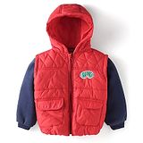 Little Kangaroos Knit Full Sleeves Hooded Padded Winter Jacket With Pockets - Red & Blue