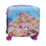 Pollo Klassik Kid's Trolley 360 Rotating Carry On Luggage Wheels Non-Breakable Limited Edition Barbie Group 22 Inch Kids Rolling Suitcase with 4 Wheel Travel Trolley Bag (Sky Blue Barbie Group)