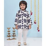 AJ Dezines Pure Cotton Full Sleeves Abstract Printed Kurta Set - Blue