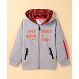 Under Fourteen Only Cotton Full Sleeves Typography Printed Jacket - Grey Milange