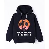 Under Fourteen Only Cotton Full Sleeves Team Text Printed Hoodie - Black