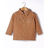 Under Fourteen Only Cotton Full Sleeves Solid Jacket - Brown