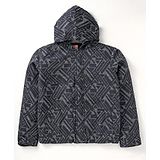 Under Fourteen Only Cotton Full Sleeves Abstract Printed Hooded Jacket - Black