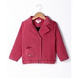 Under Fourteen Only Cotton Full Sleeves Solid Jacket - Pink