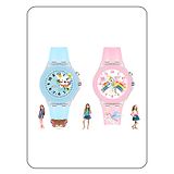 Spiky 3D Cartoon Monkey & Unicorn Analog Watches - Blue & Pink