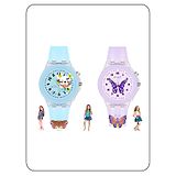 Spiky 3D Cartoon Monkey & Butterfly Analog Watches - Blue & Purple