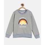 Tales & Stories Full Sleeves Nature Is The Future Text Printed Sweatshirt - Grey