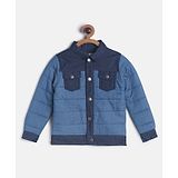 Tales & Stories Full Sleeves Solid Puffer Jacket - Blue