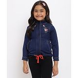 Tales & Stories Denim Full Sleeves Floral Embroidered  Jacket  -  Blue